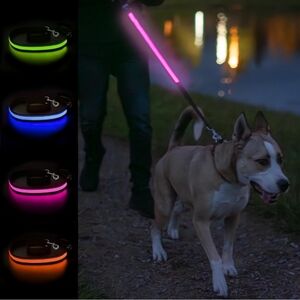 NIB PINK neon balk pets led leash 4ft with USB charger